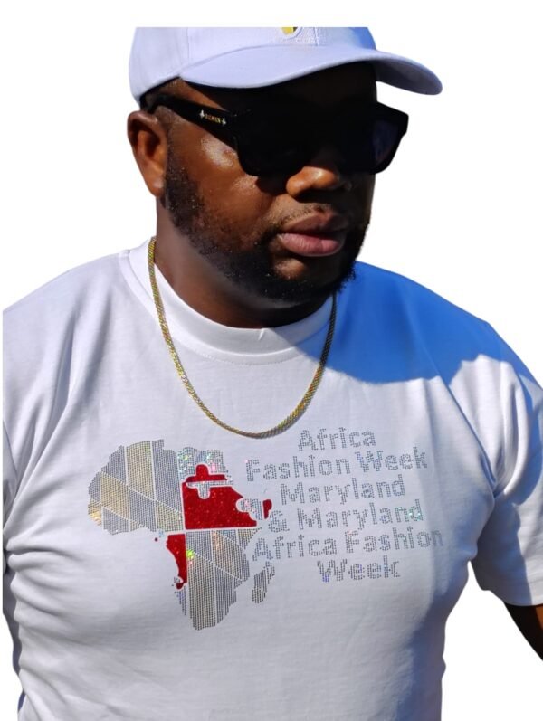 WHITE AFROCENTRIC HANDMADE T-SHIRT - Image 3