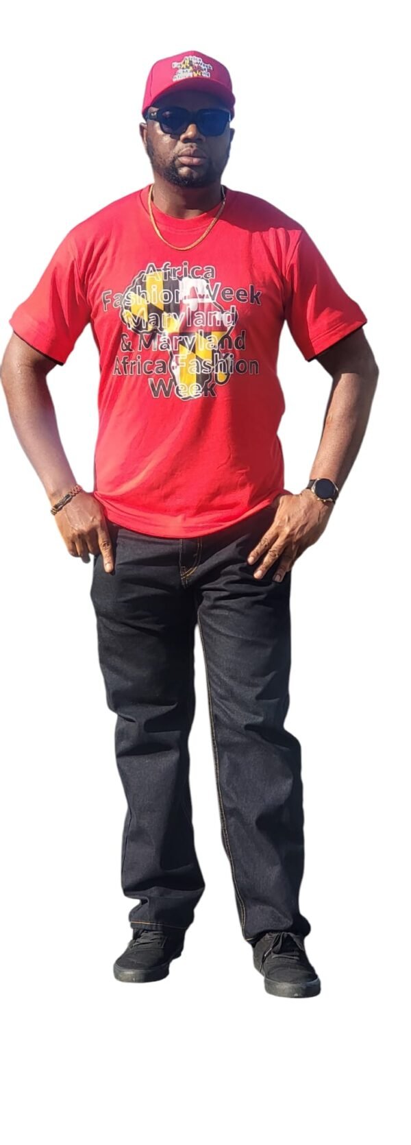 RED AFROCENTRIC HANDMADE T-SHIRT - Image 3